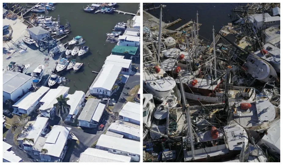 Furacão Ian Veja o antes e o depois dos lugares destruídos na Flórida